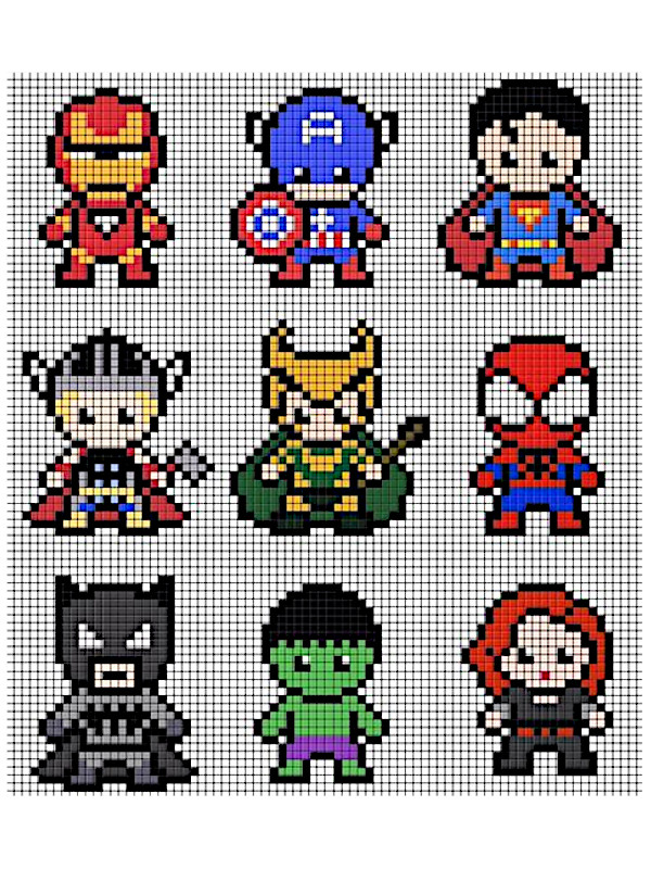 Super héros en pixel art