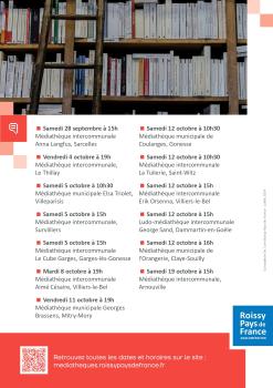 affiche répertoriant le calendrier des rentrées littéraires dans les médiathèques