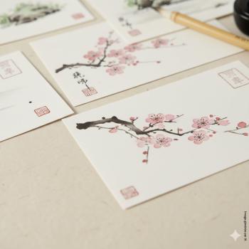 Image représentant des etegamis cartes postales japonaises