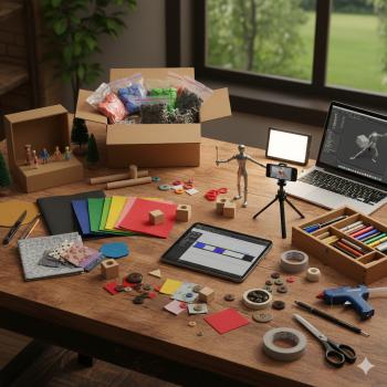 Photo du mat&eacute;riel n&eacute;cessaire pour un atelier de stop motion