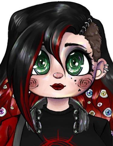 Dessin d'un portrait d'une jeune femme brune aux yeux verts