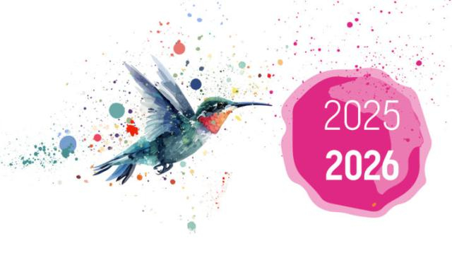 Illustration d'un oiseau avec des ronds de couleurs