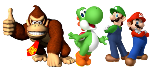 4 personnages du jeu vidéo Mario Kart